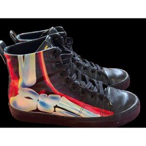 Adidas Womens Black Skeleton Graphic High Top Sneakers Size US 7